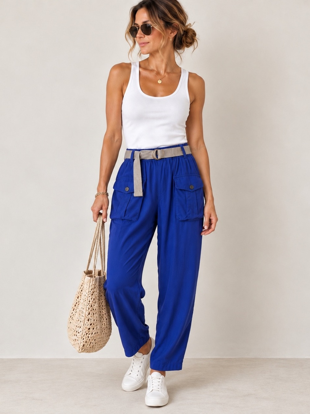 ICEBERG Viscose Utility Lightweight Cropped Pant